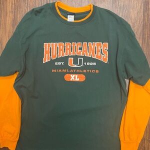 Champs Sports University of Miami Hurricane Layered Built In Long Sleeve Men’s L